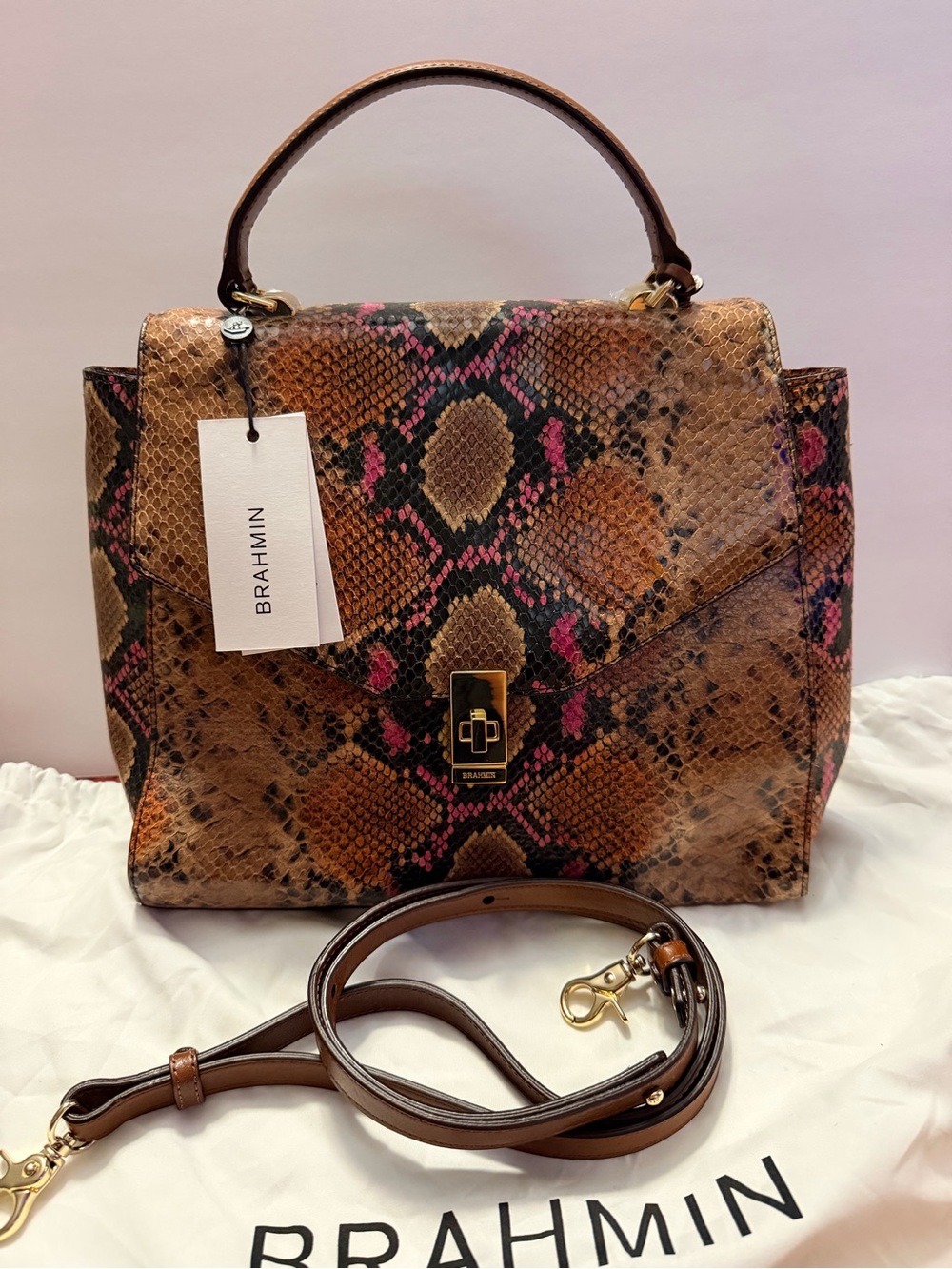 Brahmin Ingrid in Marmalade Tangelo. NWT Top-Handle Satchel